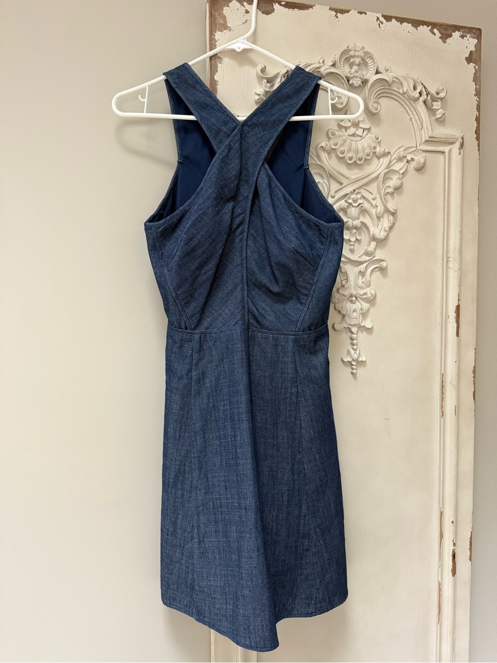 Anthropologie Sleeveless Denim Mini Dress - Navy Blue